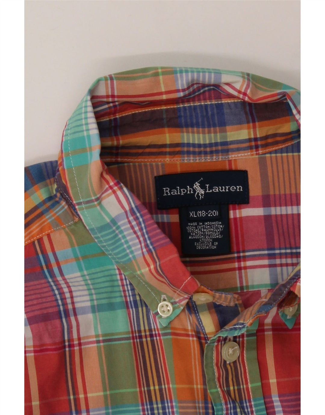 RALPH LAUREN Αγόρι πουκάμισο 15-16 ετών XL Πολύχρωμο βαμβακερό καρό