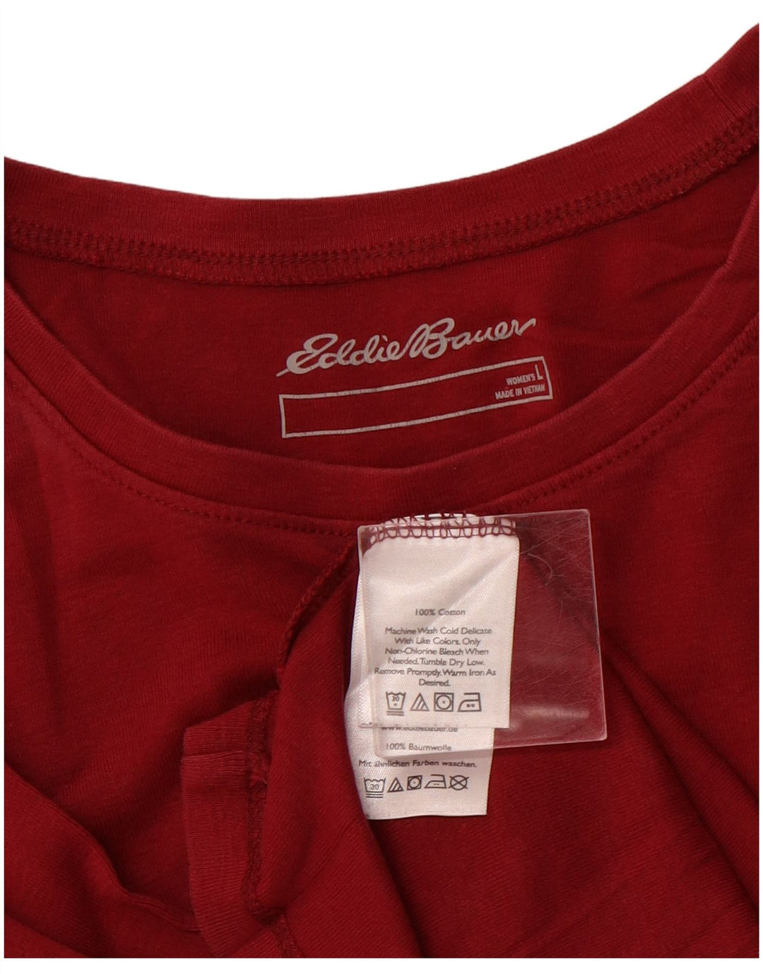 EDDIE BAUER Γυναικείο τοπ μακρυμάνικο UK 14 μεγάλο βαμβακερό μπορντό