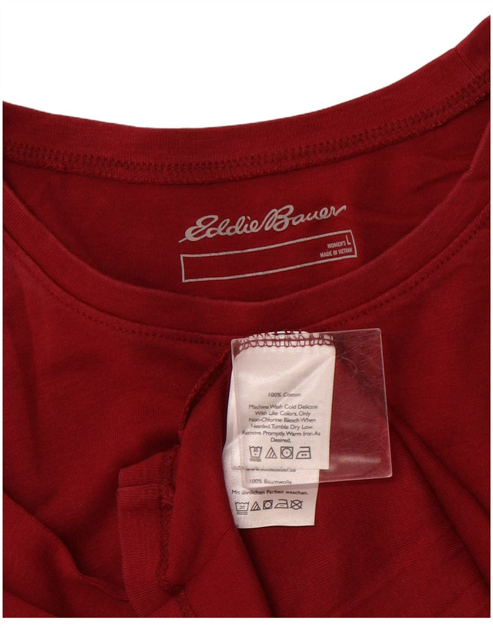 EDDIE BAUER Γυναικείο τοπ μακρυμάνικο UK 14 μεγάλο βαμβακερό μπορντό