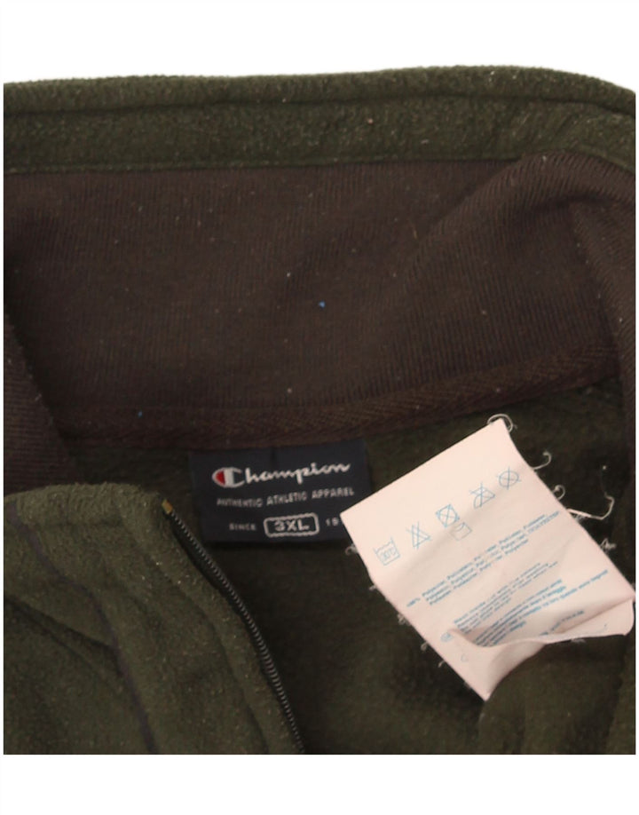 Champion Mens Fleece Jacket UK 46 3XL Khaki Polyester