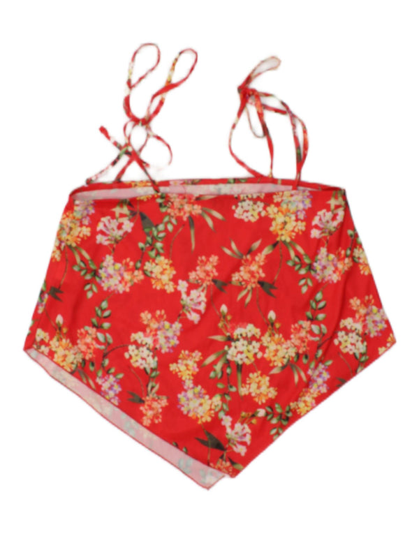 Zara Womens Crop Asymmetric Cami Top 10 Small Red Floral Polyester