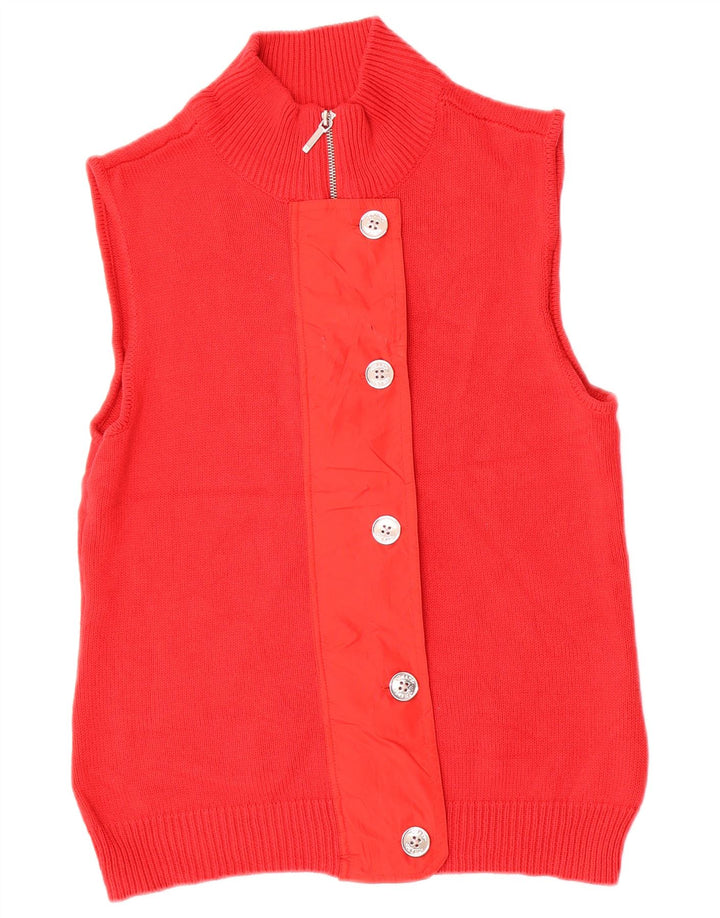 CHAPS Γυναικείο αμάνικο πουλόβερ ζακέτα UK 16 μεγάλο κόκκινο βαμβακερό