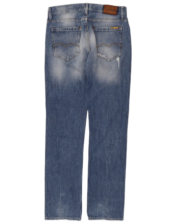 MELTIN' POT Ανδρικό Marvin Distressed Straight Jeans W33 L34 Μπλε βαμβακερό