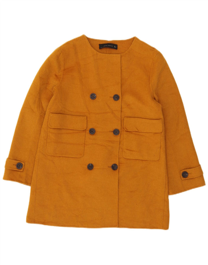 Zara Γυναικείο κοντό διπλό παλτό UK 14 Large Yellow Polyester
