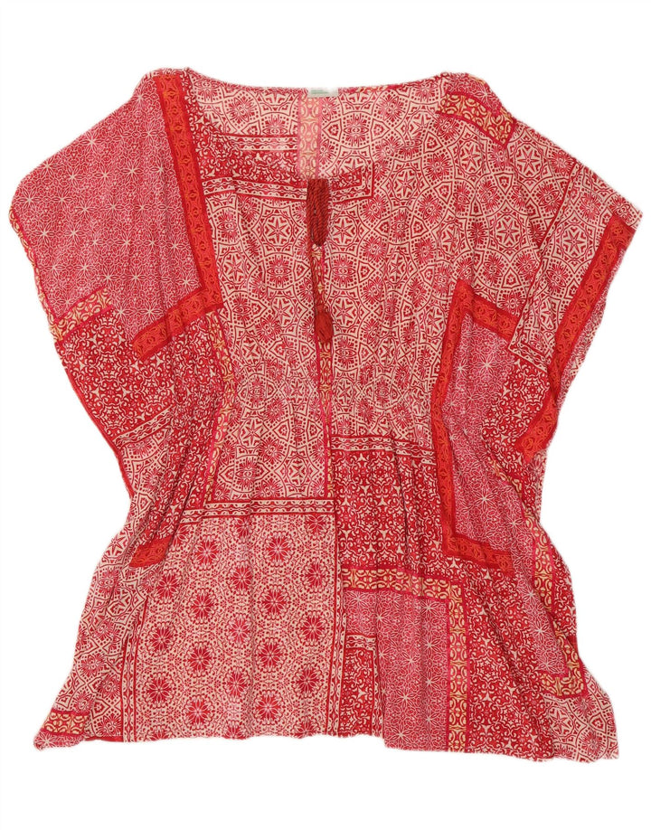 BENETTON Womens Tunic Top One Size Red Patchwork Viscose