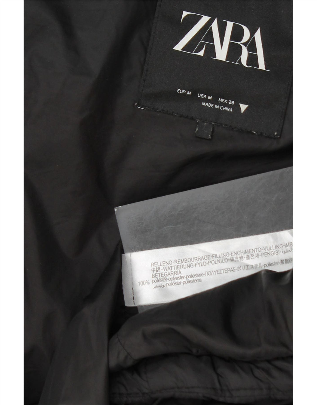 Zara Γυναικεία κουκούλα με επένδυση Gilet UK 14 Μεσαίου Μαύρου Πολυεστέρα