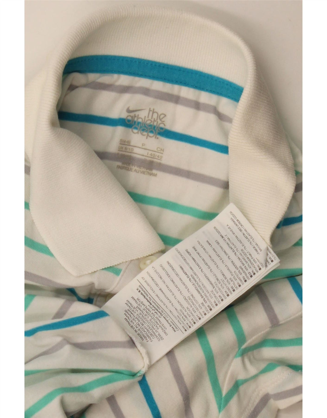 Γυναικείο μπλουζάκι πόλο Nike UK 8/10 Μικρό υπόλευκο βαμβακερό ριγέ