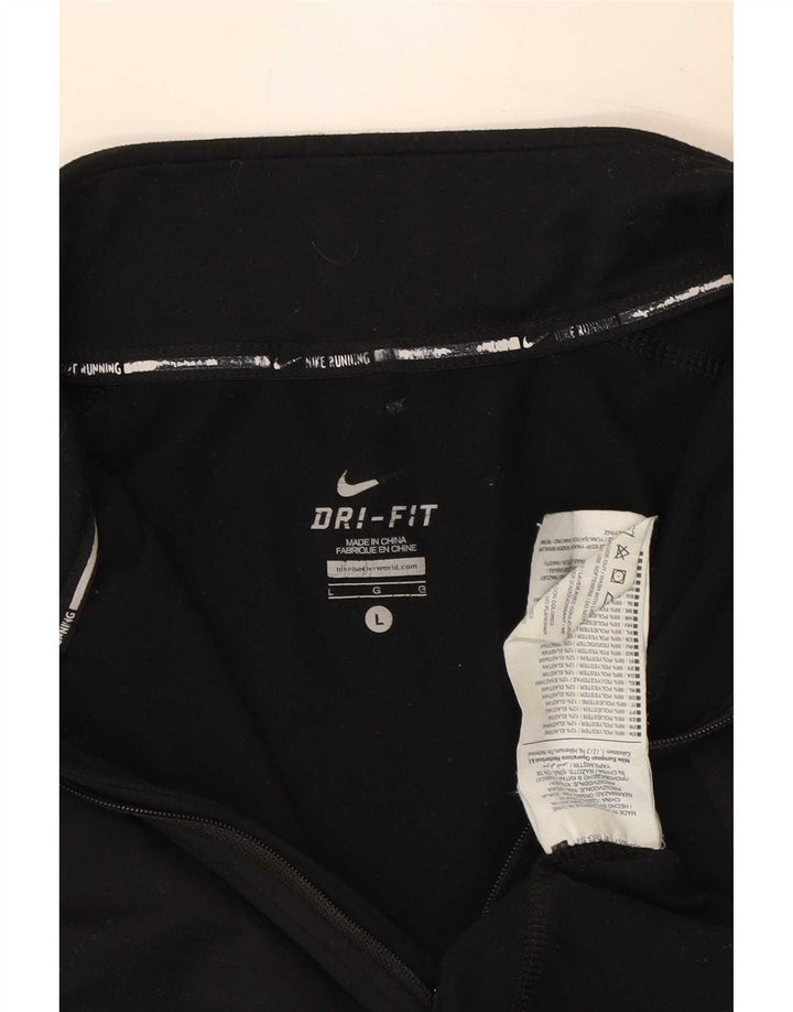 Μπλουζάκι με φερμουάρ Nike ανδρικό Dri Fit με μακρυμάνικο μαύρο πολυεστέρα