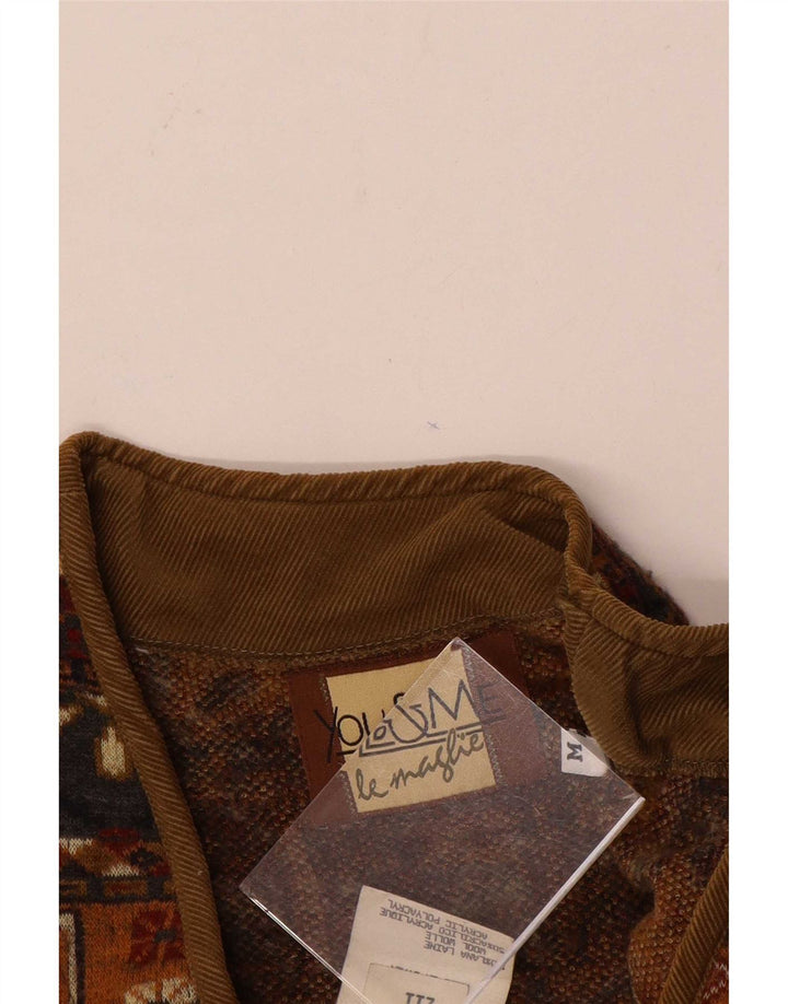 Vintage Mens Gilet UK 38 Medium Brown Fair Isle Wool