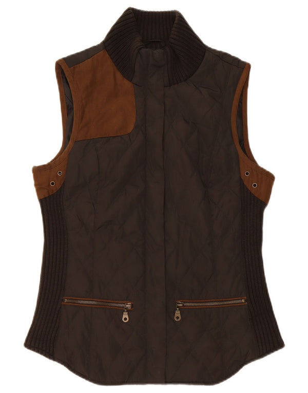 Zara Γυναικεία καπιτονέ Gilet UK 12 Medium Khaki Colourblock Polyester