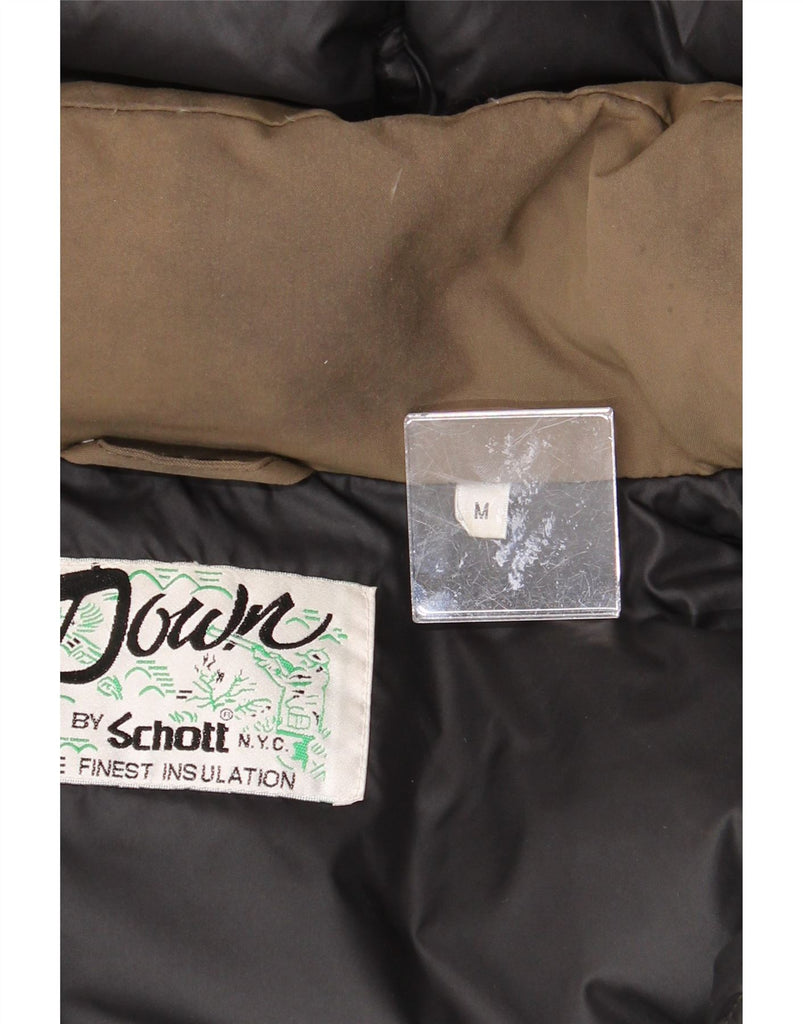SCHOTT Mens Hooded Padded Jacket UK 38 Medium Khaki Nylon Vintage Schott and Second-Hand Schott from Messina Hembry 