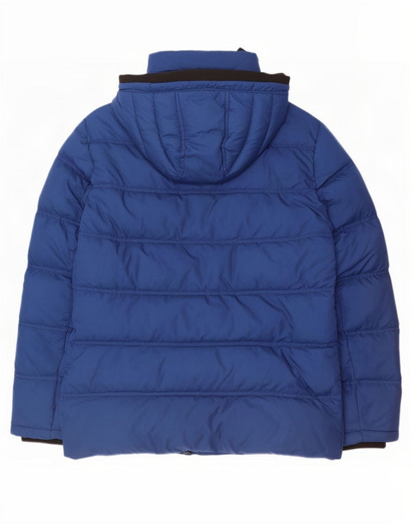 Tommy Hilfiger Mens Hooded Padded Jacket UK 40 Large Blue Polyester