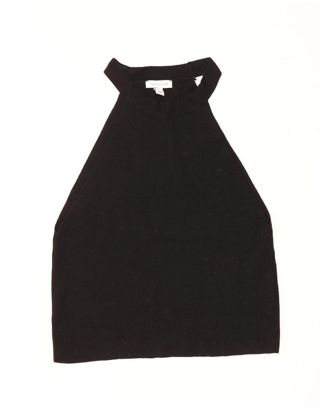 Topshop Womens Halter Crop Top UK 14 Large Black Viscose