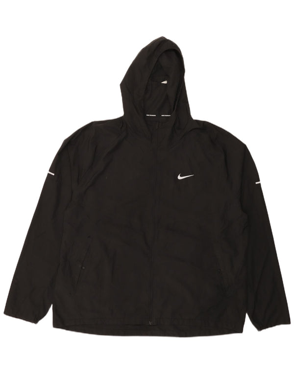Ανδρικό μπουφάν βροχής με κουκούλα Nike UK 42 XL μαύρο πολυεστέρα