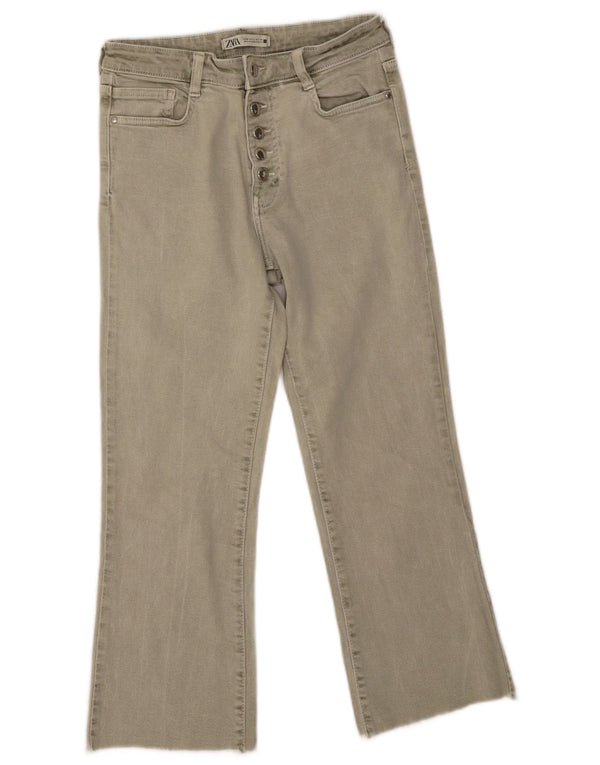 Zara Γυναικείο ίσιο τζιν EU 38 Small W28 L25 Πράσινο βαμβακερό