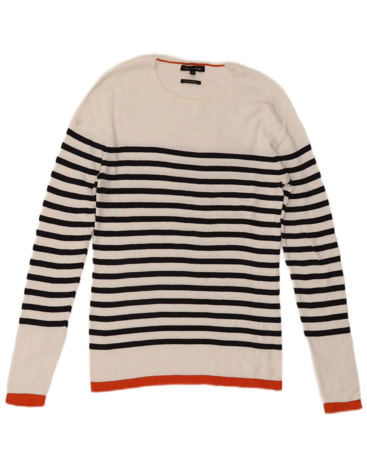 Massimo Dutti Γυναικείο πουλόβερ με λαιμόκαυστο UK 12 μεσαίο λευκό ριγέ