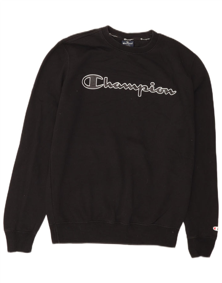 Ανδρικό γραφικό φούτερ Champion Jumper Μικρό μαύρο βαμβακερό