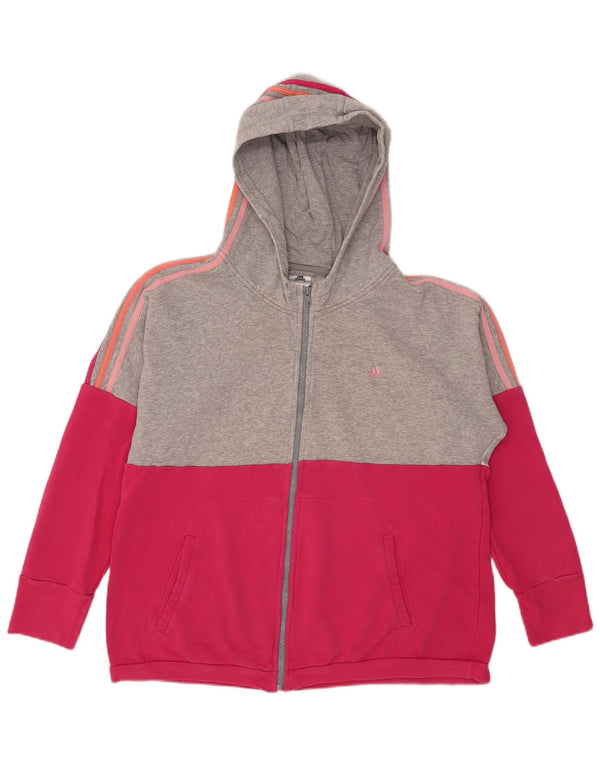 Adidas Womens Climalite Zip Hoodie Sweater UK 20/22 XL Pink Colourblock