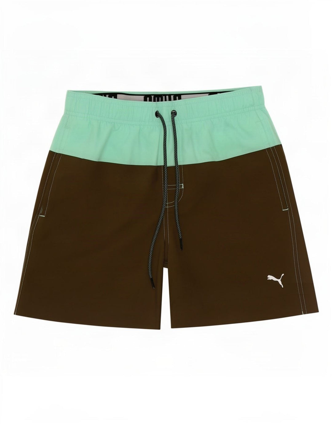 Ανδρικό γραφικό σορτς κολύμβησης Puma XS Khaki Colourblock Polyester
