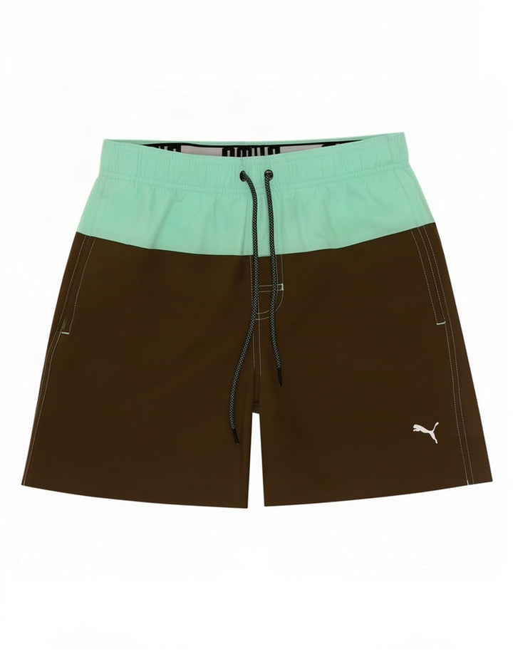 Ανδρικό γραφικό σορτς κολύμβησης Puma XS Khaki Colourblock Polyester