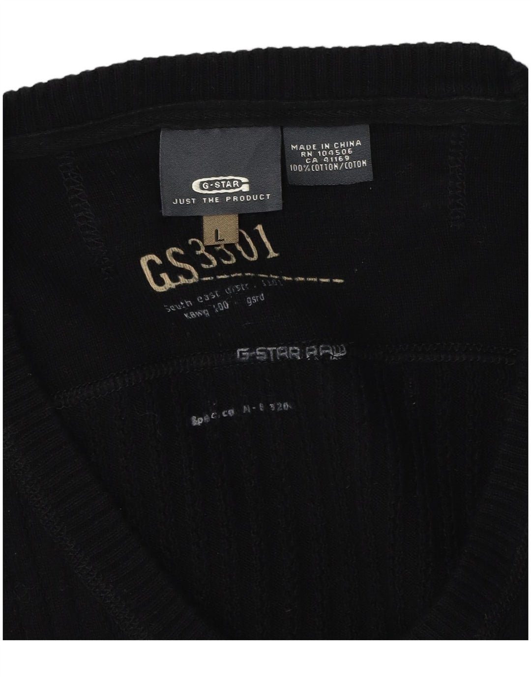 Ανδρικό πουλόβερ G-Star 3301 V-Neck, μαύρο βαμβακερό