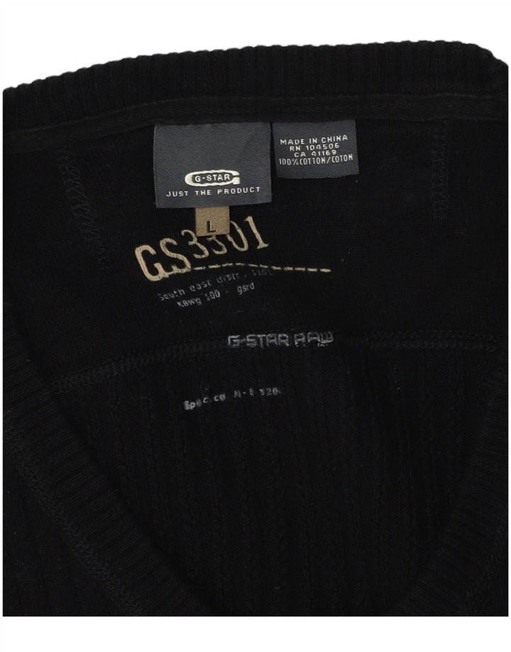 Ανδρικό πουλόβερ G-Star 3301 V-Neck, μαύρο βαμβακερό