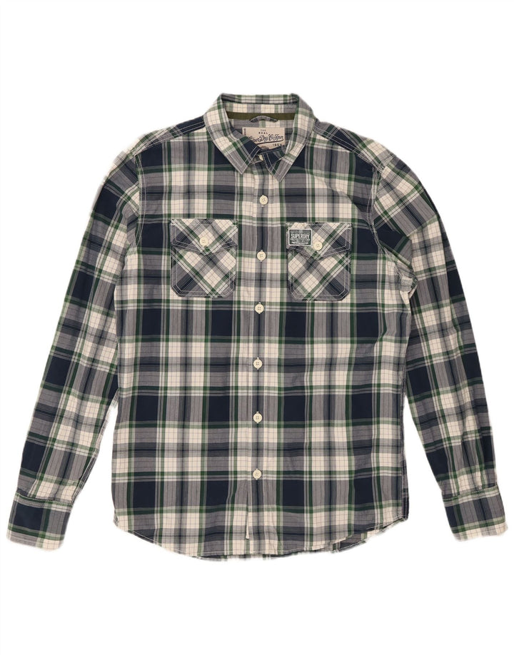 Ανδρικό πουκάμισο SUPERDRY XL Navy Blue Check Cotton