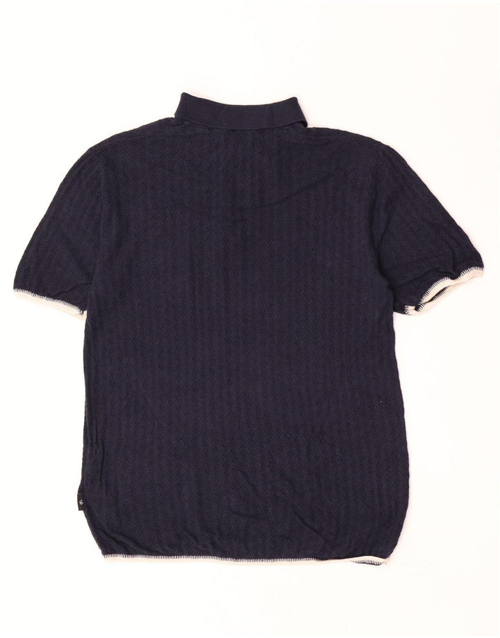 Ted Baker Ανδρικό πουλόβερ με λαιμό Polo, Μέγεθος 3, Μεσαίο Navy Blue