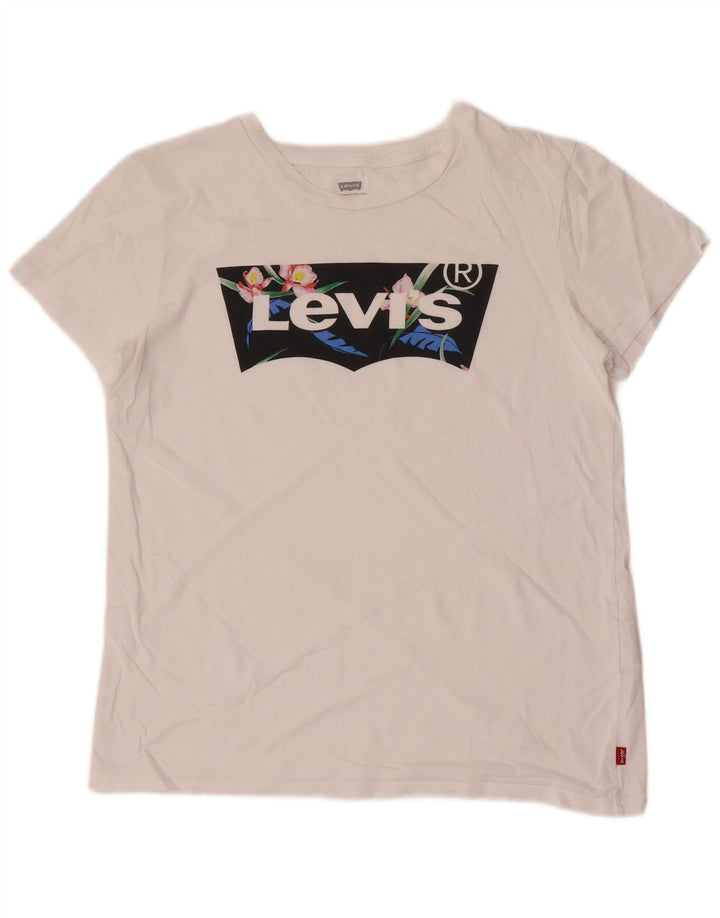 Γυναικείο γραφικό μπλουζάκι Levi's Top UK 12 μεσαίο λευκό βαμβακερό