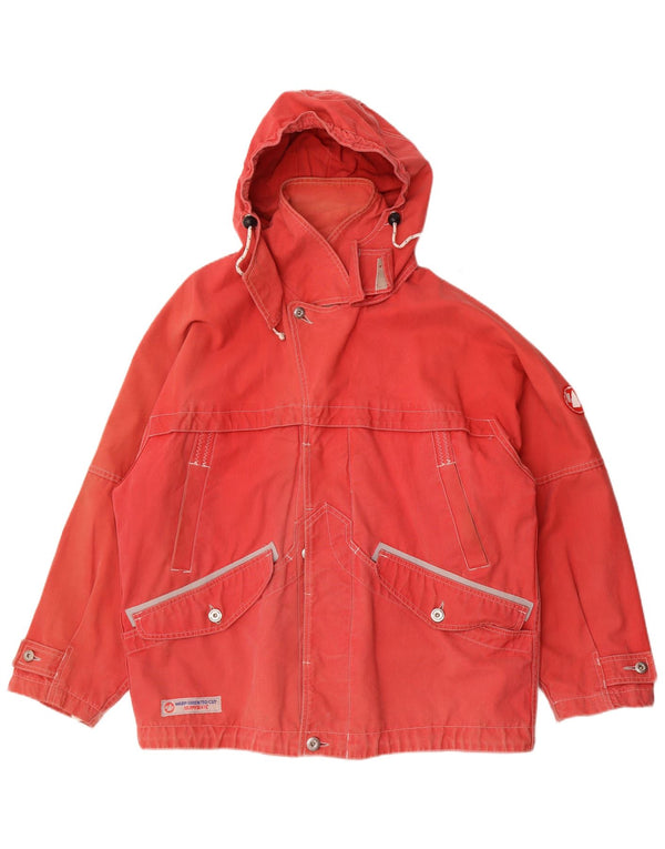 Murphy & Nye Mens Sailwear Hooded Utility Jacket UK 40 μεγάλο κόκκινο βαμβακερό