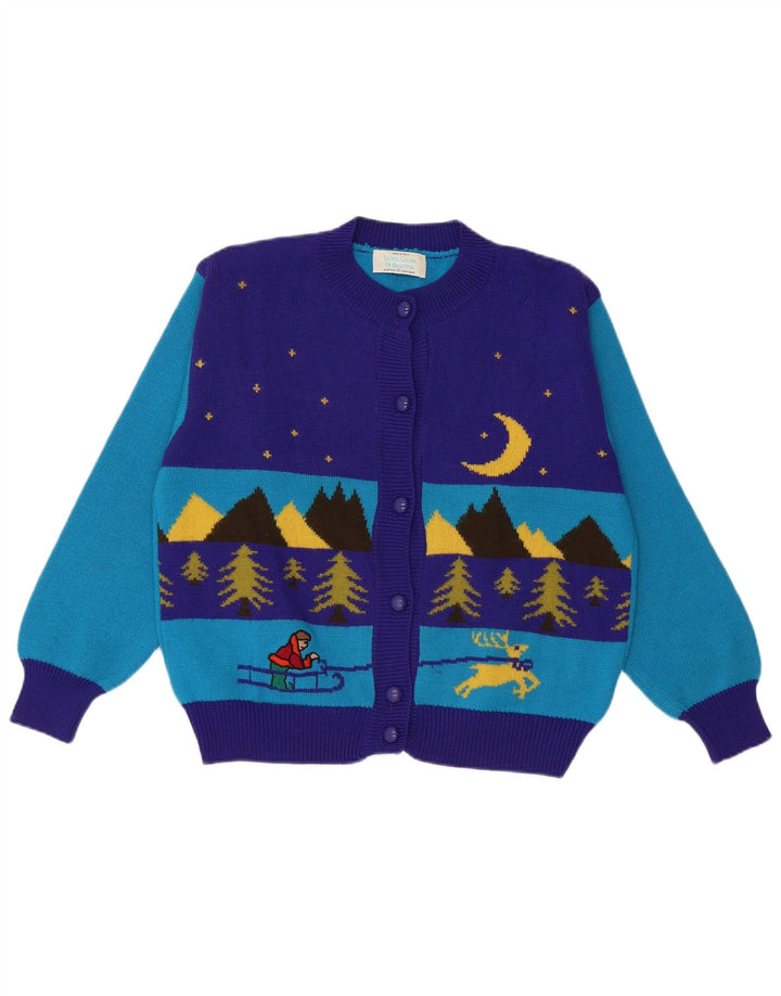 Γυναικείο πουλόβερ Benetton Winter Crop Cardigan IT 48 XL Μπλε μαλλί