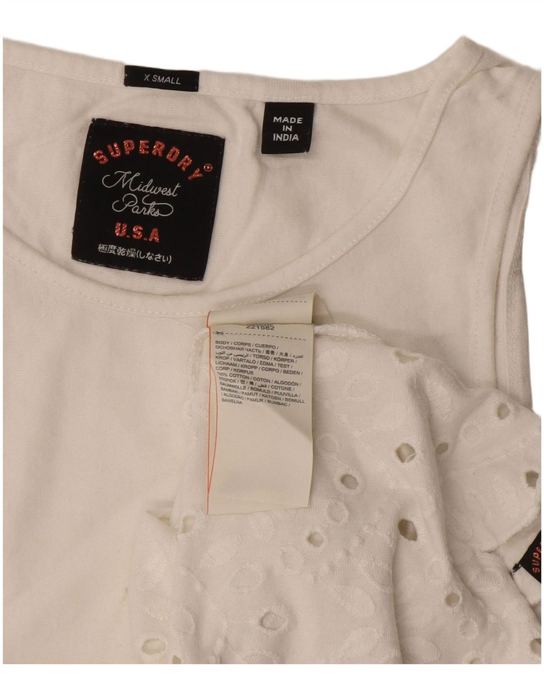 Superdry γυναικείο μπλουζάκι με κανονική εφαρμογή Τοπ UK 6 XS από λευκό βαμβακερό