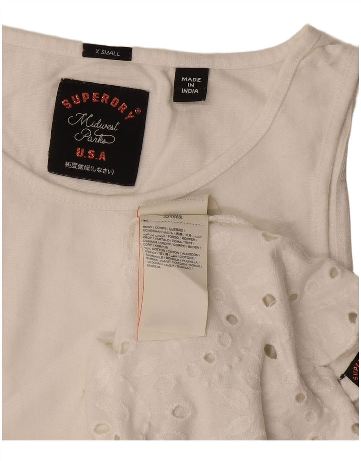 Superdry γυναικείο μπλουζάκι με κανονική εφαρμογή Τοπ UK 6 XS από λευκό βαμβακερό