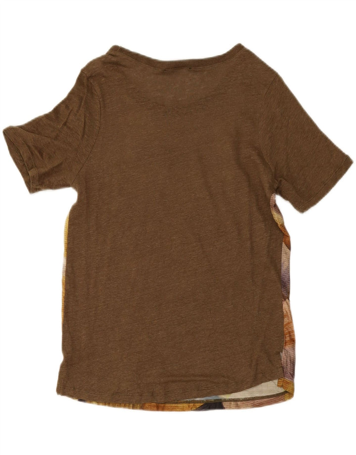 ZARA Womens Abstract Pattern T-Shirt Top UK 10 Small Brown