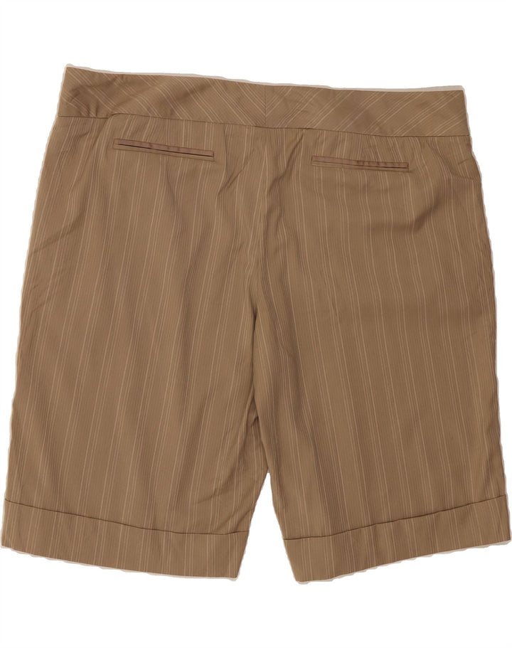 MOSSIMO Womens Stretch Chino Shorts US 18 2XL W40 Brown Striped Polyester Vintage Mossimo and Second-Hand Mossimo from Messina Hembry 