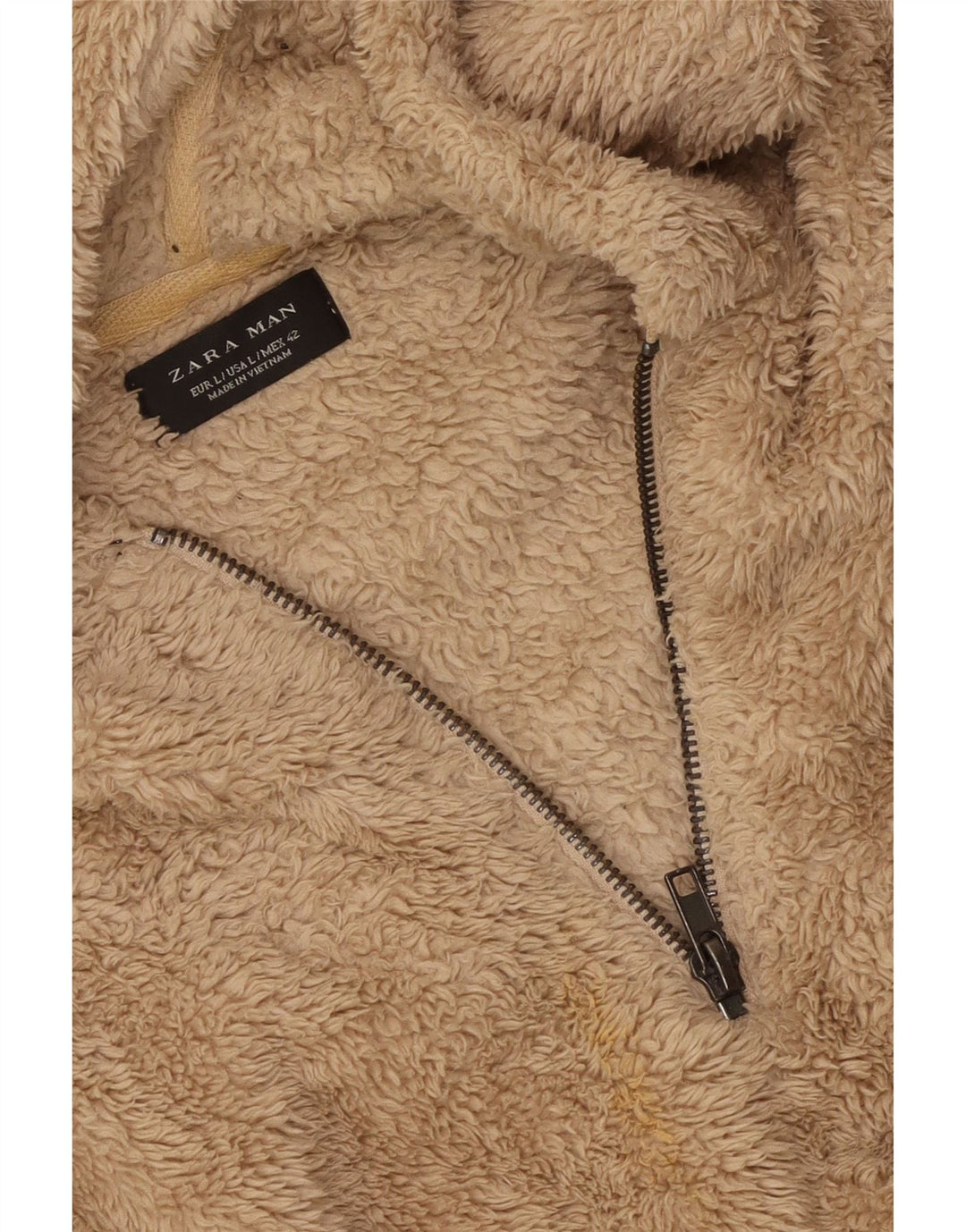 ZARA Ανδρική κουκούλα Fleece Jumper Large Beige