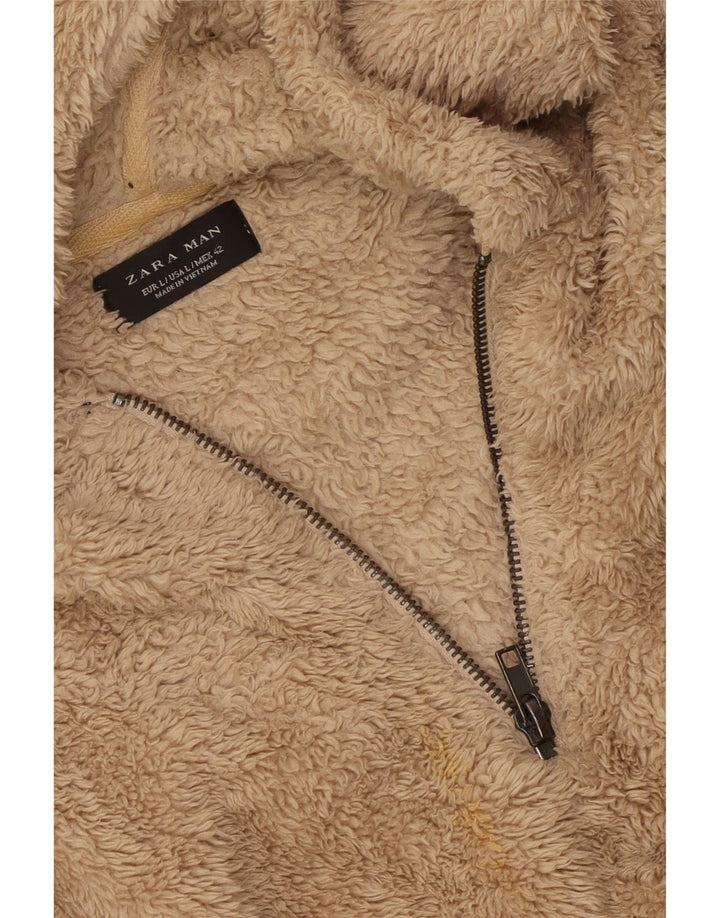 ZARA Ανδρική κουκούλα Fleece Jumper Large Beige