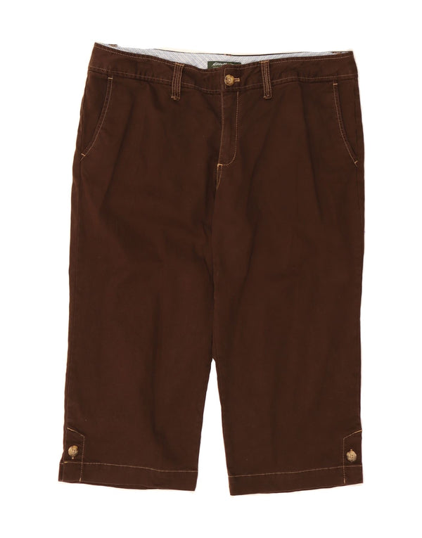 EDDIE BAUER Womens Straight Capri Trousers US 16 2XL W38 L19 Brown Cotton