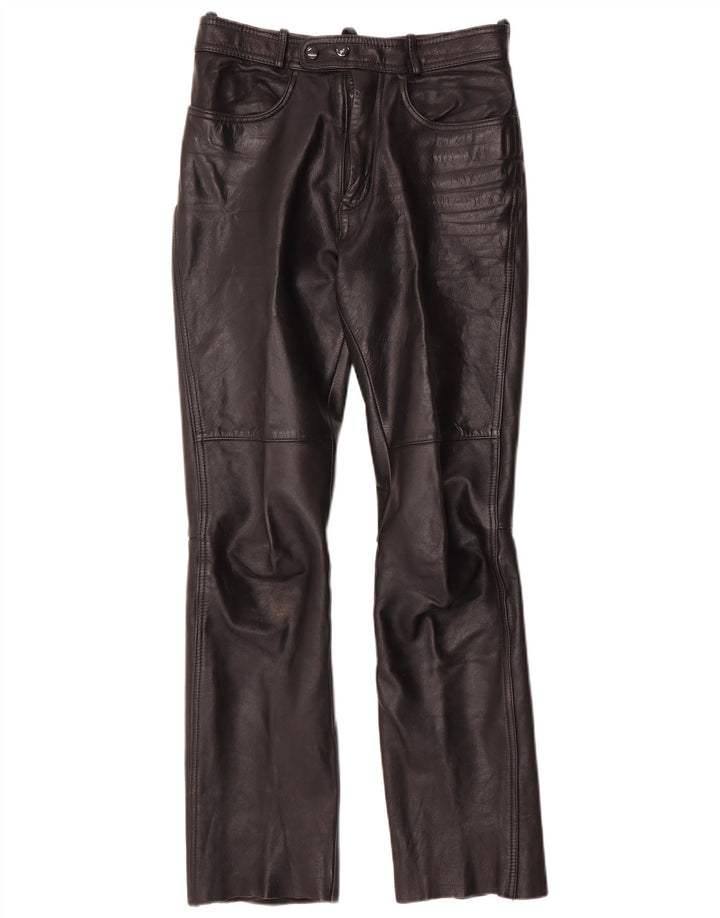 Vintage γυναικείο δερμάτινο παντελόνι με μπότα W28 L30 μαύρο δέρμα