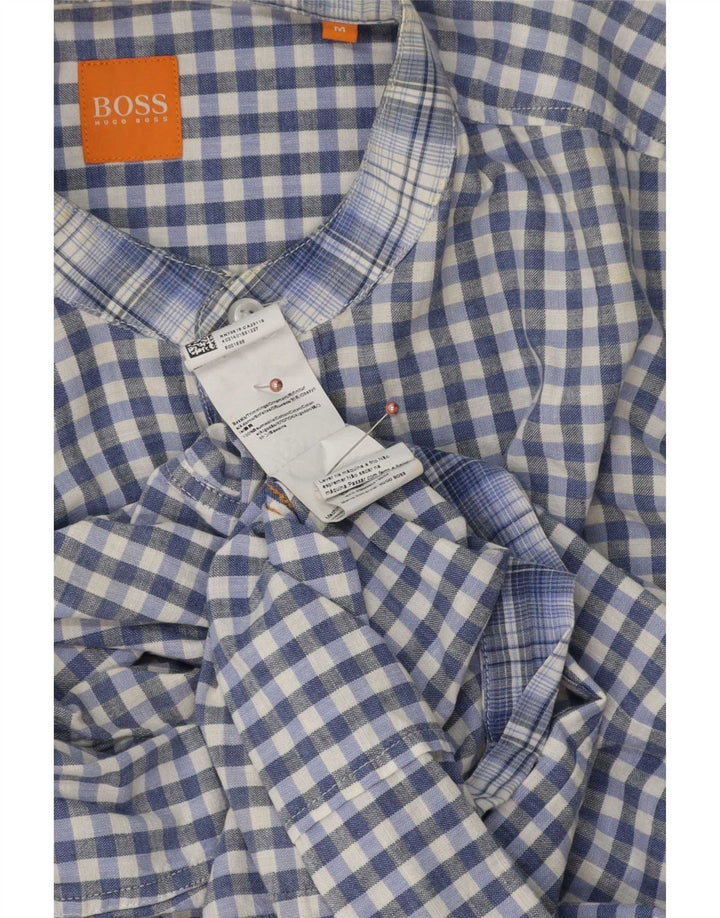 Ανδρικό πουκάμισο Hugo Boss, μεσαίο μπλε βαμβακερό Gingham