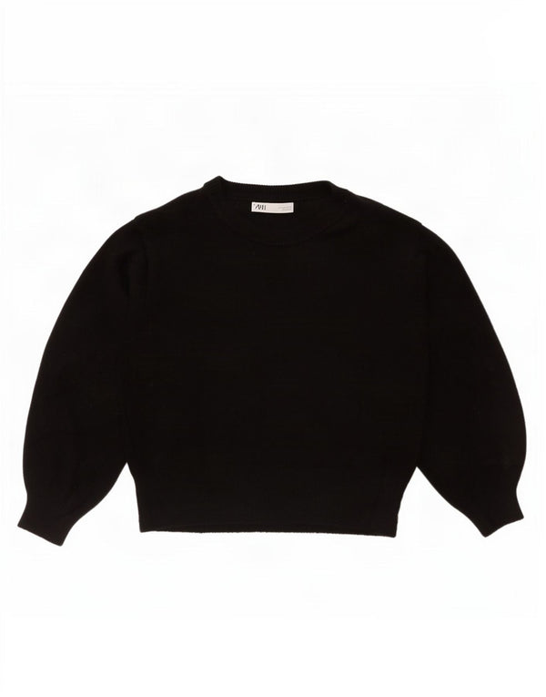 Zara Γυναικείο πουλόβερ με λαιμόκοψη UK 10 Small Black Acrylic