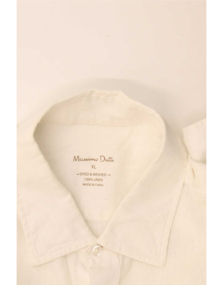 Ανδρικό πουκάμισο Massimo Dutti XL Λευκό λινό