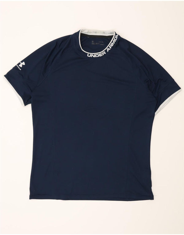 Under Armour Mens Heat Gear Graphic T-Shirt Top XL Navy Blue Polyester