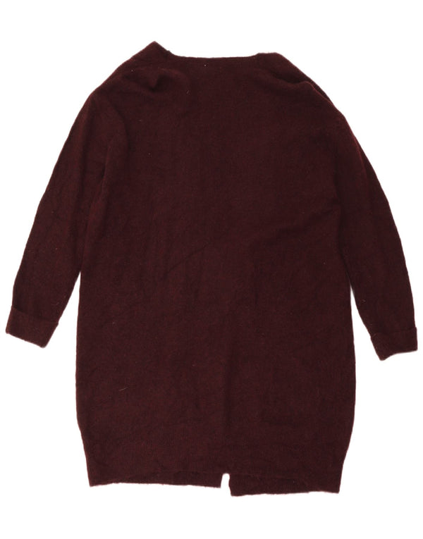 Topshop Γυναικείο Longline ανοιχτό πουλόβερ UK 8 Small Burgundy