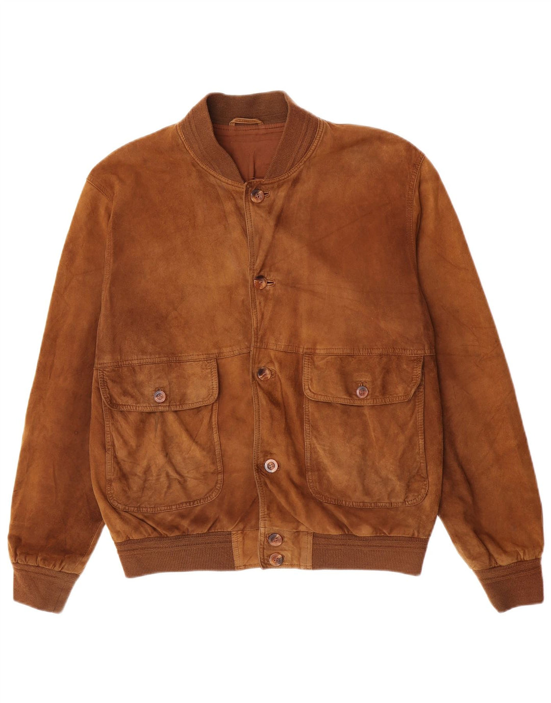 Vintage Ανδρικό Suede Bomber Jacket IT 52 XL Καφέ Δερμάτινο