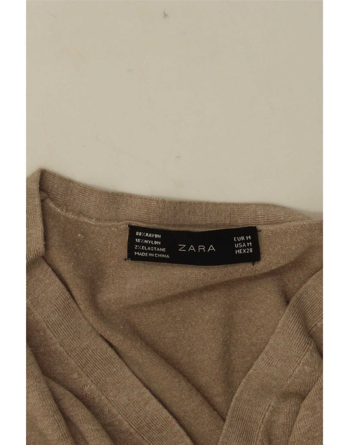 Zara Γυναικείο πουλόβερ με V λαιμόκοψη UK 12 Medium Grey