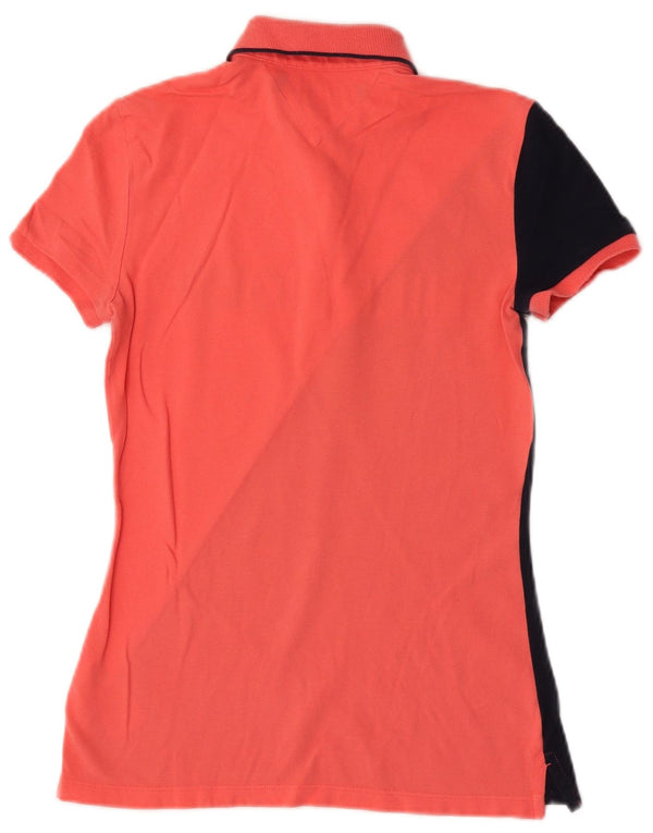 Tommy Hilfiger Γυναικείο γραφικό μπλουζάκι πόλο UK 6 XS Pink Courblock Βαμβακερό