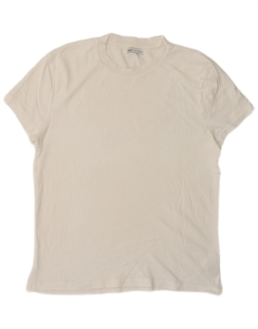 Ανδρικό T-Shirt Zara Τοπ μεσαίο λευκό βαμβακερό