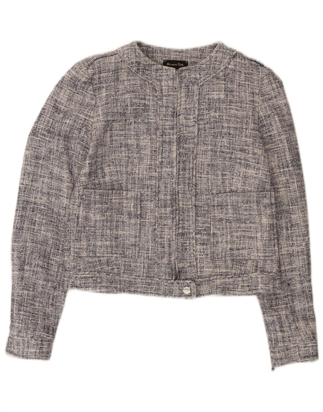 Massimo Dutti Γυναικείο μπουφάν μπλέιζερ με πλήρες φερμουάρ EU 36 XS Navy Blue Cotton