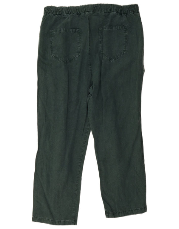 Zara Womens Straight Casual Trousers Large W30 L32 Green Lyocell
